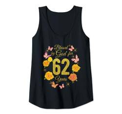 Damen 62 Jahre von Gott gesegnet, Rose Butterfly, 62. Geburtstag Tank Top von OMG Its My Birthday Happy Birthday Shirts