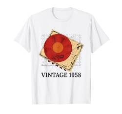 Vintage 1958 Plattenspieler Vinyl Plattenspieler 66. Geburtstag T-Shirt von OMG Its My Birthday Happy Birthday Shirts