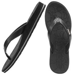 ONCAI Damen Zehentrenner Flip Flops Sommer Sport Schwimmbad Strand Komfort Strand Plattform Sandalen Badelatschen Mit Orthopädie Arch Support Gummifußbett Schwarz Größe 43 von ONCAI