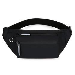 Gürteltasche Leder Herren-Hüfttasche, lässige Herren-Brusttasche, Outdoor-Umhängetasche Reisesport Wandern (Farbe : Black, Size : 12x5x32cm) von ONDIAN