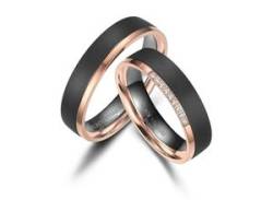 Partnerring MARRYA "BLACK TITANIUM by MARRYA" Fingerringe Gr. 60, Titan, rosegold (damen ring, schwarz, rosé gold) Damen