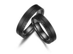 Trauring MARRYA "BLACK TITANIUM by MARRYA" Fingerringe Gr. 56, Titan, schwarz (herren ring, schwarz) Damen