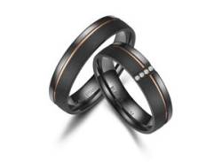 Verlobungsring MARRYA "BLACK TITANIUM by MARRYA" Fingerringe Gr. 72, Titan, schwarz (herren ring, schwarz, gold) Damen