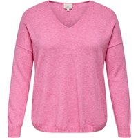 ONLY CARMAKOMA Strickpullover, V-Ausschnitt, Rippbündchen, für Damen, pink, 46/48 von ONLY CARMAKOMA