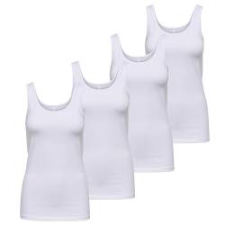 ONLY Damen 4er Pack Top kurz Live Love Tank ärmellos Schwarz Weiß Farbmix Shirt (DE/NL/SE/PL, Alphanumerisch, L, Regular, Regular, Weiß) von ONLY