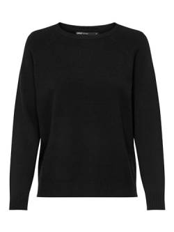 ONLY Damen Melierter Strickpullover Langarm Oberteil Rundhals Basic Knit Sweater Regular Fit ONLLESLY, Farben:Schwarz, Größe:L von ONLY