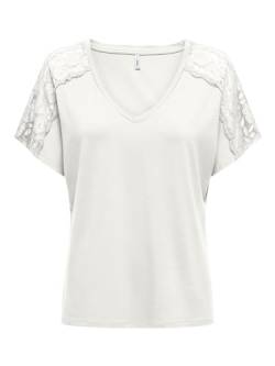 ONLY Damen ONLMOSTER S/S V-Neck LACE TOP JRS T-Shirt, Cloud Dancer, Medium von ONLY