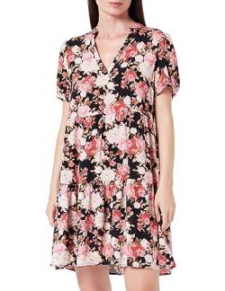 ONLY Damen Onlnova Life S/S Thea Dress Aop Ptm, Black/Aop:ay Peony Blossom, M von ONLY