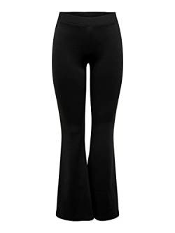 Damen Stretch Schlag Hose Slim Fit Freizeit Schlupf Stoffhose ONLFEVER Elastic Flared Long Pants 70s Retro, Farben:Schwarz, Größe:XS / 34L von ONLYnoos