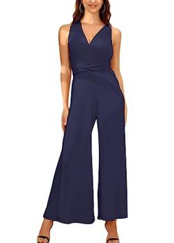 ORANDESIGNE Damen Jumpsuit Multiway V-Ausschnitt Elegant Rückenfrei Ärmellos Schulterfrei Infinity Overalls Bandeau Top Playsuit Lang Romper Formal Hochzeit Cocktail Party Festlich A Marine L von ORANDESIGNE