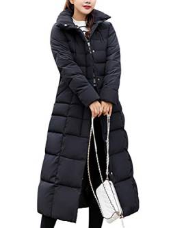 ORANDESIGNE Damen Warm Winterjacke Parka Jacke Mantel Lange Mit Fellkapuze Steppjacke Wintermantel Lässig Dicker Daunenjacke Daunenmantel Mit Gürtel Schwarz DE 36 von ORANDESIGNE