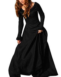 ORANDESIGNE Frauen Vintage Mittelalter Kleid Cosplay Prinzessin Prinzessin Gothic Kleid Übergröße Kleid Schwarz 46 von ORANDESIGNE