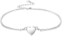 ORAZIO 925 Sterling Silber Kettenarmbänder Handgemachtes Verstellbares Armband Herz/Stern/Mond/Rundglieder Kettenarmbänder Minimalistisches Schmuckgeschenk für Frauen von ORAZIO