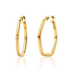 Orovi Ohrschmuck für Damen 29 mm sechseckige Hexagon Creolen Gelbgold geometrische Ohrringe aus 9 Karat (375) Gold von OROVI