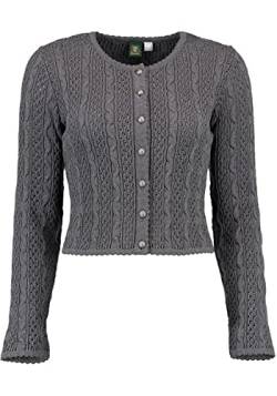 OS Trachten Damen Strickjacke Trachtenjacke Cardigan mit Rundhalsausschnitt Tikepe, Größe:42, Farbe:anthrazit von OS Trachten