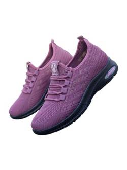 OSNCG Damen Sportschuhe Atmungsaktive Laufschuhe Bequeme Sneaker Fitness Workout Schuhe Mesh Turnschuhe mit Schnürung Violett 36 von OSNCG