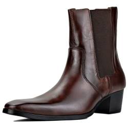 OSSTONE Chelsea Leder Stiefel für Männer High Heels Herren Kleid Schuhe Stiefel Western OS-JY042-11-R von OSSTONE