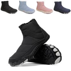 Breite Barfuß-Laufschuhe for Herren und Damen, warme Plüschschuhe aus Baumwolle, verschleißfeste und schneefeste Schneestiefel, Barfußschuhe for den Winter, Retro-Sneakers mit seitlichem Reißverschlus von OTEB