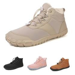 OTEB Barfußschuhe for den Winter, warme Schneestiefel for Reinschlüpfen, Zero Drop, breite Zehenbox, minimalistischer wasserdichter Wal, Barfuß-Winterstiefel(BEIGE,41 EU) von OTEB