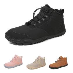 OTEB Barfußschuhe for den Winter, warme Schneestiefel for Reinschlüpfen, Zero Drop, breite Zehenbox, minimalistischer wasserdichter Wal, Barfuß-Winterstiefel(Black,38 EU) von OTEB