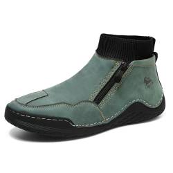 OTEB Handgemachte italienische Wildlederstiefel for Herren, Barfuß-Laufschuhe mit breiter Spitze, Barfußschuhe for den Außenbereich for Wandern(Green,41 EU) von OTEB