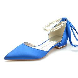 OTMYIGO Royal blue,39 EU, Damen Pumps Sandalen mit spitzer Spitze und Satin-Sohle, für Hochzeit, Braut, Knöchelriemen, Abendschuhe, Party, formelle Anlässe von OTMYIGO