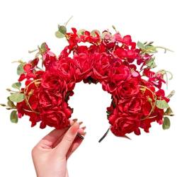 Braut-Girlanden, Blumen-Haarband, Haarband für Mädchen, Seidenkopf-Reifen, Haar-Accessoire, bunte Blumen, Kopfschmuck von OUBEIDUO