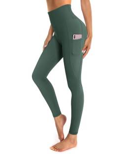 OUGES Damen Sport Leggings High Waist Leggins Yogahose Blickdichte Sporthose mit Taschen von OUGES