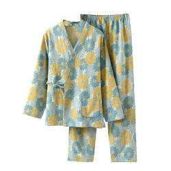 OWLONLINE Jacquard-Web-Pyjama-Set für Damen, Hanfu, japanischer Kimono-Pyjama, Anzug, Größe XL – W11 von OWLONLINE