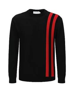 OXKNIT T-Shirt für Herren Baumwollstrick, Bruststreifen, kurzes Hemd, klassisches Retro-Design, weich, bequem, erhältlich in Big Tall, C-dark red, X-Groß von OXKnitstore