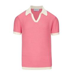 OXKnit Poloshirt Herren Vintage Kurzarm Gestrickte Polohemd Casual Summer Strick-Polo Shirts für Männer von OXKnitstore