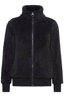 OXMO Anneka Sweatjacke Damen Jacke mit Teddyfutter außen kurz mit Stehkragen, Größe:XXL, Farbe:Black (194007) von OXMO