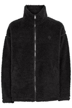 OXMO OXTovine Damen Teddy-Jacke Übergangsjacke Jacke mit Stehkragen Eingrifftaschen Reißverschluss Loose fit, Größe:XL, Farbe:Black (194007) von OXMO