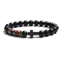 OZMMDA Naturstein Armband Damen, Natürliche Edelstein-Chakra-Armbänder Tigerauge Verstellbares Geflochtenes Glücksarmband Für Frauen Und Männer von OZMMDA