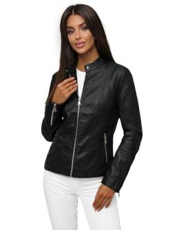 OZONEE Damen Lederjacke Kunstlederjacke Kunstleder Farbvarianten Jacke Bikerjacke Übergangsjacke Damenjacke Leder Echtlederjacke Echtleder Wildleder Biker 777/8730K SCHWARZ S von OZONEE