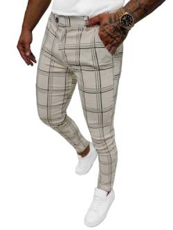 OZONEE Herren Chino Hose Chinos Stoffhose Chinohose Anzughose Anzug Herrenhose Röhrenhose Pants Elegant Business Slim Fit Regular Klassisch Classic Basic 777/7215S BEIGE L von OZONEE