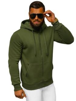 OZONEE Herren Hoodie Sweatjacke Kapuzenpullover Sweatshirt Farbvarianten Kapuzenjacke Kapuzenpulli mit Reißverschluss Langarm Sport Style Casual Fitness Training Basic 777/7547B Khaki M von OZONEE