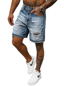OZONEE Herren Jeans Shorts Bermuda Hose Kurz Herrenjeans Jeanshose Stretch Regular Fit Bermudashorts Freizeitshorts Freizeithose Kneelang Straight Sportjeans O/JD-2442KZ BLAU 34 von OZONEE