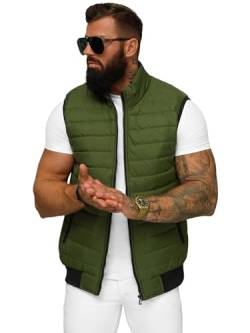 OZONEE Herren Weste Steppweste Kapuze Vest Ärmellos Jacke Übergangs Daunenweste Herrenweste Steppweste Sportweste Übergangsjacke Bodywarmer Outdoor 777/1803KA GRÜN L von OZONEE