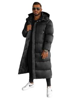 OZONEE Herren Winterjacke Jacke Parka Farbvarianten Warm Winterparka Funktionsparka Wintermantel Lange Kunstfell Gefüttert Outdoor Puffer Jacket Gepolstert 777/3401K SCHWARZ L von OZONEE