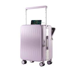 OZWYCY Rollkoffer Breiter Trolley-Koffer Mit Seitlicher Öffnung 20 Zoll for Männer Und Frauen, Gepäckcode-Koffer Mit Vorderer Öffnung Reisekoffer(Purple,20in) von OZWYCY