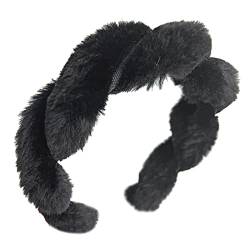 Weiches Plüsch-Stirnband, einfarbig, Winter-Haarband, Einkaufskopfschmuck, für Damen, Mädchen, schöne Kopfbedeckung, süßes Haar-Accessoire, modisches Damen-Stirnband für breite Haare von Oadnijuie