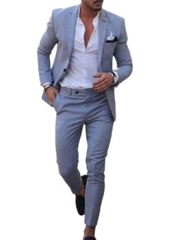 Oanviso Einfarbige Anzüge für Herren Business Blazer 2-Teiliger Klassisch EIN Knopf Anzüge Blazer Sets aus Reversblazer und Schmaler Hose Modisch Party Hochzeit Büro Anzüge A Hellblau XXL von Oanviso