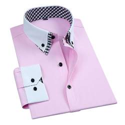 Oanviso Hemden Langarm für Herren Businesshemden Slim Fit Herrenhemd Strech Freizeithemden Regular Fit Hemden Comfort Langarmshirt Bügelfrei Formales Hemd Männer Faltenfrei A Rosa 3XL von Oanviso