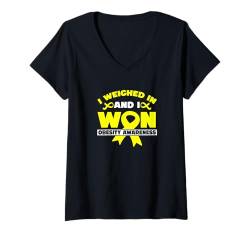 Damen Adipositas-Bewusstsein Beat Adipositas T-Shirt mit V-Ausschnitt von Obesity Awareness I Beat Obesity