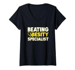 Damen Adipositas-Bewusstsein Beat Adipositas T-Shirt mit V-Ausschnitt von Obesity Awareness I Beat Obesity