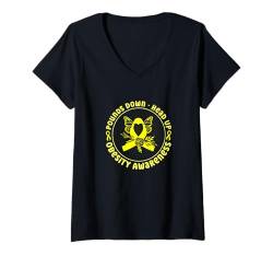 Damen Adipositas-Bewusstsein Beat Adipositas T-Shirt mit V-Ausschnitt von Obesity Awareness I Beat Obesity