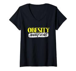 Damen Adipositas-Bewusstsein Beat Adipositas T-Shirt mit V-Ausschnitt von Obesity Awareness I Beat Obesity