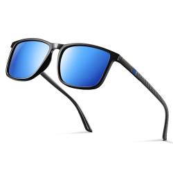 Occhsouo Polarisiert Sonnenbrille Herren - Damen UV400 Schutz Sunglasses Men Women TR90 Ultraleichte Rahmen Schwarz Retro Sport Polarisierte Sonnenbrillen für Angeln, Fishing, Fahren, Ski von Occhsouo