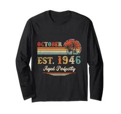 Oktober 1946 Retro 78. Geburtstag Geschenke für Männer 78 Jahre alt Langarmshirt von October Birthday Vintage Outfit For Men Women